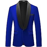 Mens Velvet Blazer Slim Fit Tuxedo Suits Jacket Shawl Collar Solid Jacket Wedding Dinner Prom One Button Blazer Jacket