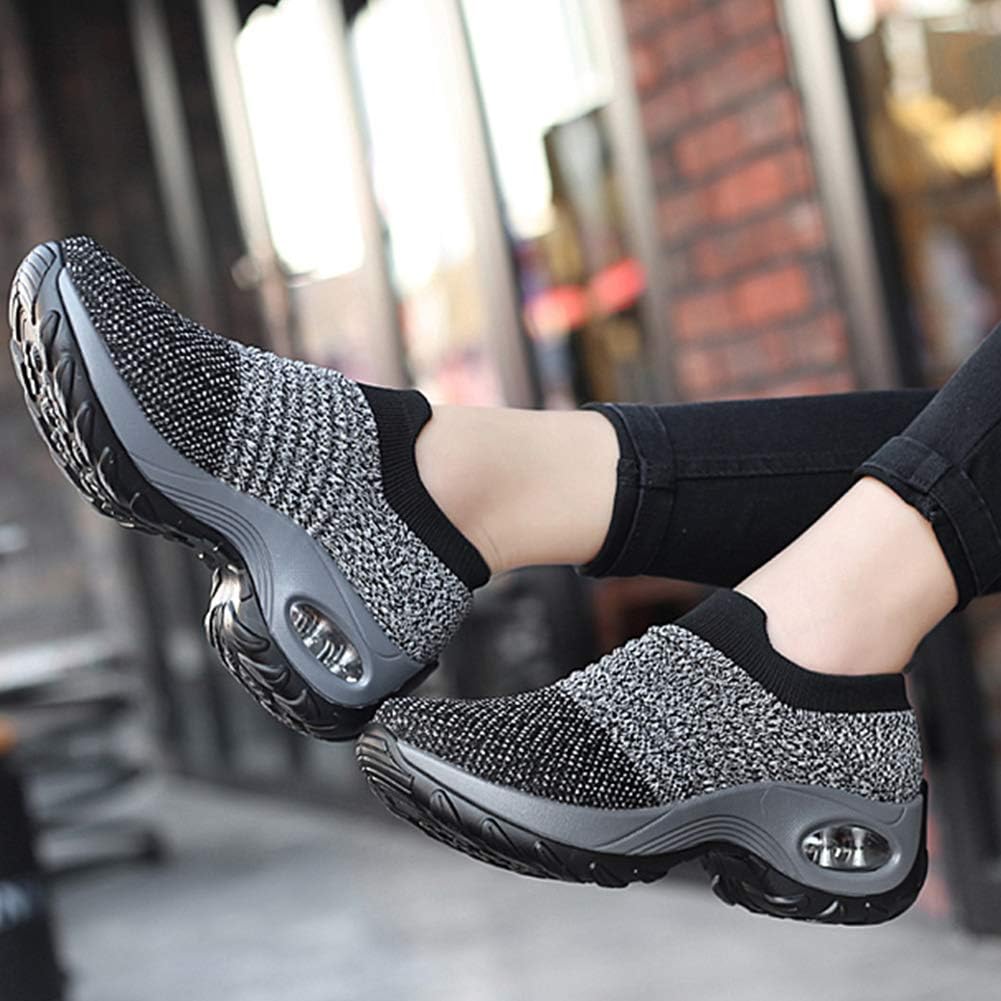  | Women's Walking Shoes Sock Sneakers - Mesh Slip On Air Cushion Lady Girls Modern Jazz Dance Easy Shoes Platform Loafers | Walking