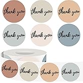 500Pcs Thank You Stickers Roll Bold Font, 1.5 Inch Morandi Boho Style Thank You Stickers for Small Business, Round Self-Adhesive & Waterproof Labels for Packaging, Orders, Envelopes, Gift Wrap