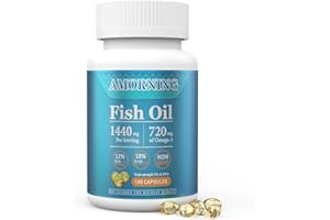 AMORNING Fish-Oil Omega3-Fatty Acids-Supplement Small-Softgels - 180Count 1440mg for Healthy Heart Brain Eyes Support High EPA DHA Easy to Swallow
