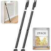 Sliding Door Security Bar and 2-in-1 Sliding Glass Door Stoppers Security for Patio, Home, Hotel Door Stick Security（2Pack Black）
