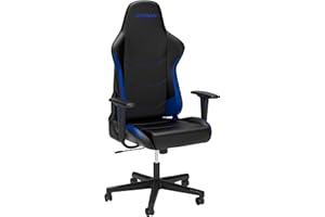 Respawn 110 Ergonomic Gaming Chair - Reclining Office Video Game Swivel Chair with Lumbar Support, Headrest, Heavy Duty, High Back, Racing Style Gaming Recliner Seat for Computer Gamer - Blue