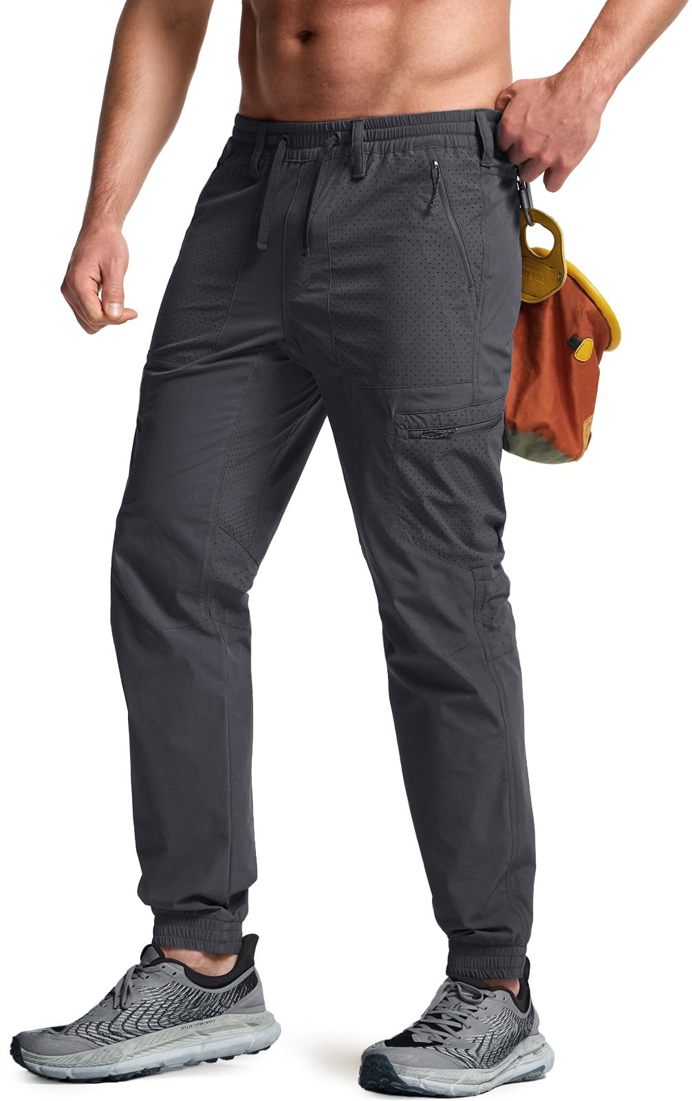 Photo 1 of  Size 34W x 30L M  CQR Men's Lightweight Vent Hiking Pants, Water-Resistant & Breathable Sports Outdoor Athletic Pants with Elastic Waist, Ascend Peak Carbon Grey
