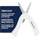 Westcott Travel Safe Titanium-Bonded Mini Folding Scissors for Fabric and Paper, TSA Compliant and Portable for Crafting, Sewing Supplies, &amp; More