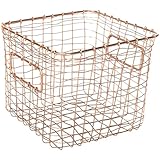 Cesta de almacenamiento de alambre de estilo industrial contemporáneo - Recipiente para organizador de cocina de oficina multiusos hecho a mano
