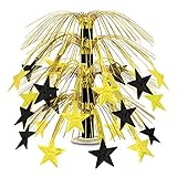 Beistle 50553-BKGD Black and Gold Star Cascade Centerpiece, 18"
