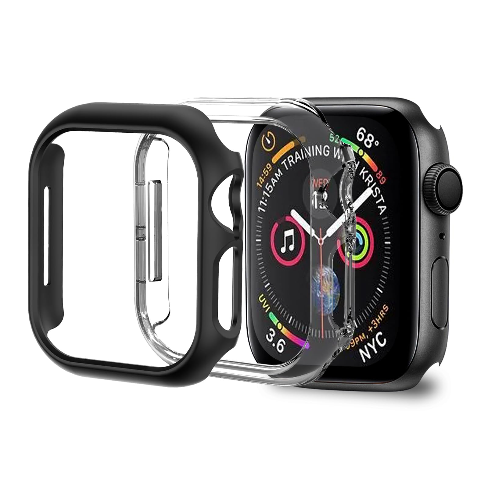 Photo 1 of Jaroco 2 Pack [No Screen Protector] Bumper Case for Apple Watch Series 9 Series 7 8 45mm, Slim Shockproof Protective Bumper Cover for iWatch S9/S8/S7 Accessories 45mm, Black+Clear