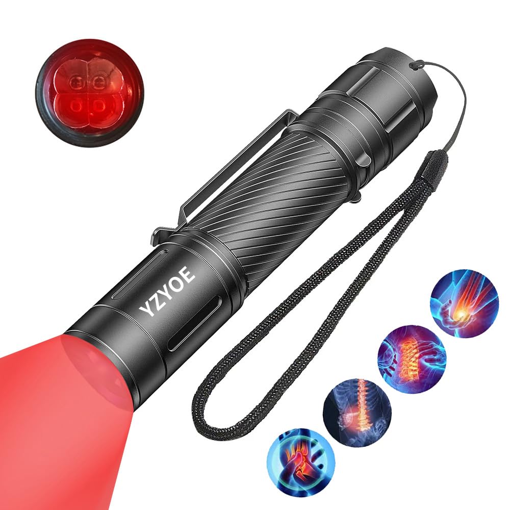 YZYOE Infrared Light Therapy for Joint and Muscle Pain Portable Rechargeable Flashlight， Red Light Therapy Wand Device，Red Lights-4 Wavelengths，Near Infrared Light Therapy.
