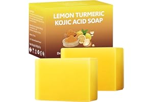 IREV Lemon Turmeric Kojic Acid Soap for Dark Spots, Turmeric Soap Bar For Face and Body Kojic Acid Soap Lemon Acid Soap For Acne Soap Bar For Cleansing & Exfoliating 200g/7OZ