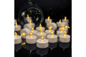 VETOUR 24pcs Tea Lights Candles Battery Operated: Realistic LED Flickering Flameless Tea Lights Steady Battery Tea Lights Long Lasting Fake Candles Decoration for Party and Craft Ideas