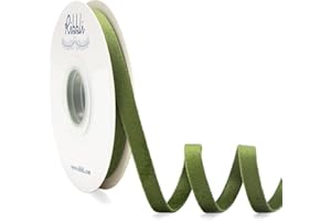 Ribbli Sage Velvet Ribbon Double Faced 3/8 Inch 10-Yard Spool Spring Moss Ribbon Use for Christmas Tree Ornaments Gift Wrapping Wreath Decoration Wedding Boutonnieres