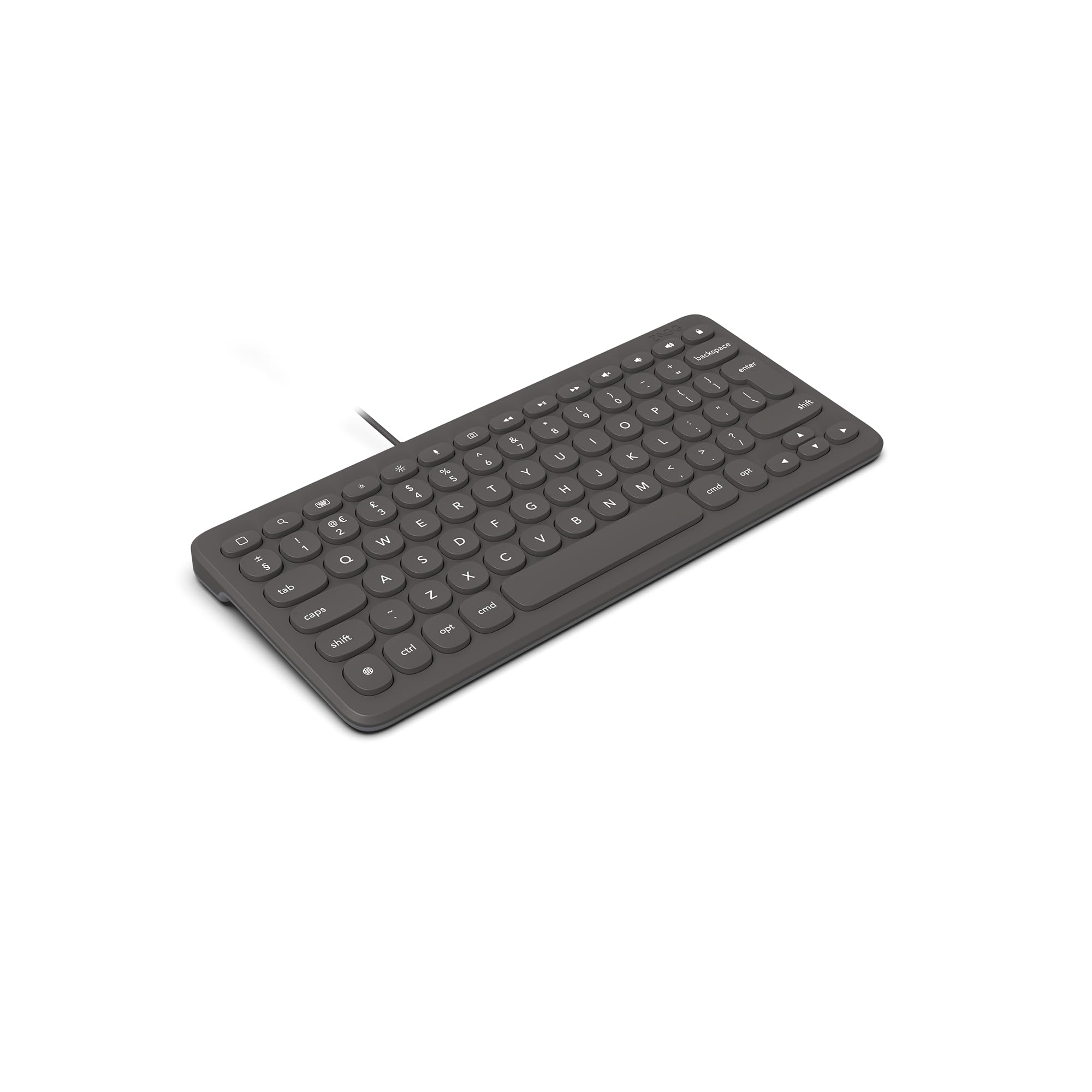 ZAGG Connect 12-Inch Compact Wired Keyboard with Lightning Connector, Optimized Typing Experience, Compatible with macOS & iOS (Charcoal)