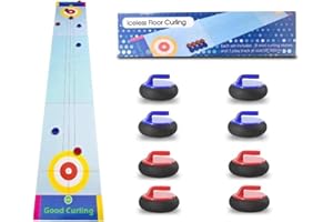 Curling Zone – Indoor Curling Set – Fun Family Game for Kids and Adults – 8 Curling Stones and Floor Mat – Olympic Sport Part