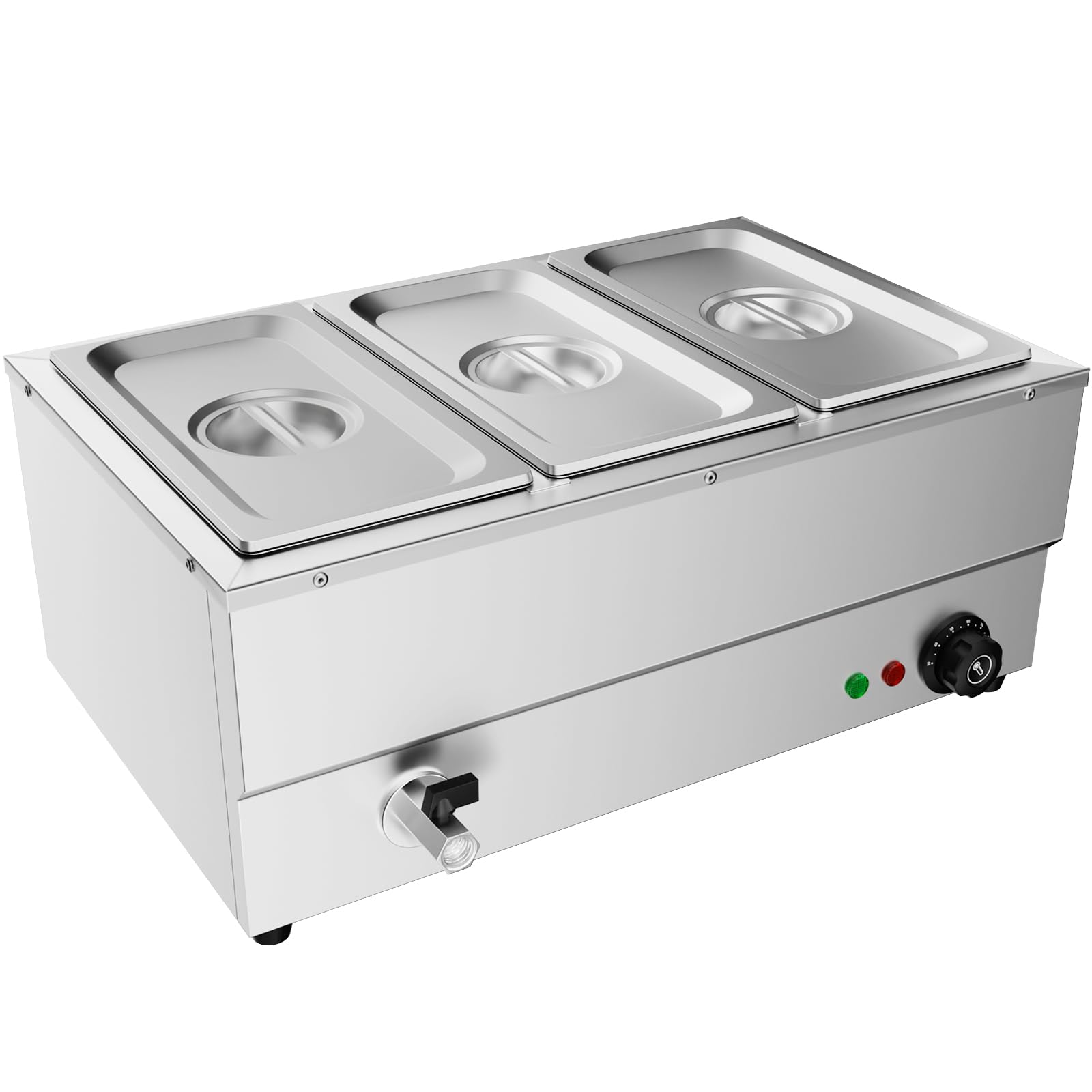 TAIMIKO Commercial Electric Food Warmer Stainless Steel Bain Marie Buffet Food Warmer Steam Table for Catering and Restaurants Wet Well Wet Heat 1500W (3 x 1/3 GN Pans)