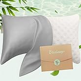 Curved Pillowcase for Side Sleeper Pillow, 1 Pack Bamboo-Derived Rayon Cooling Crescent Pillow Cover with Zipper, Replacement Case for Curved/Moon Pillow, Light Gray, Queen Size 20" × 30"