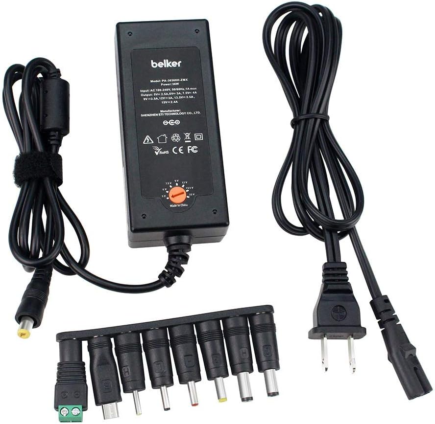 Belker 45W Universal 5V 6V 7.5V 9V 12V 13.5V 15V AC DC Adapter Power Supply for Household Eletronics LCD LED Strip Light Router HUB Speaker Smart Phone Tablet - Support Amps 0.5A 1A 2A 3A 3000mA Max.: Home Audio & Theater