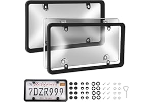 ULYCON Transparent License Plate Cover and Frames, 2Pack Grey Clear Front and Rear License Plate Holder with Screws & Caps, Unbreakable Car Licence Plate Frame, Universal Fit for Most US Plates