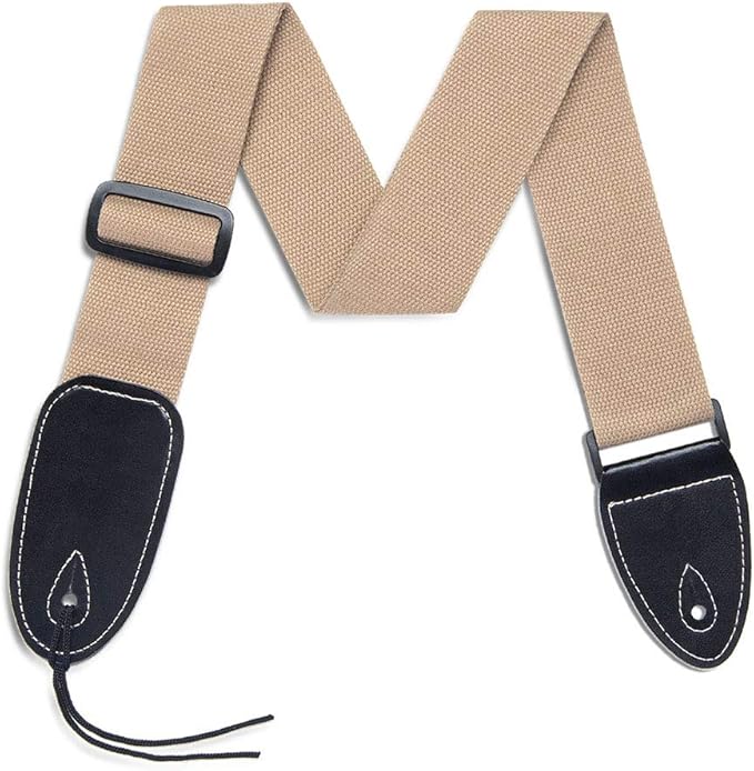 IHOBOR Guitar Strap 100 Soft Cotton & Genuine Leather Ends