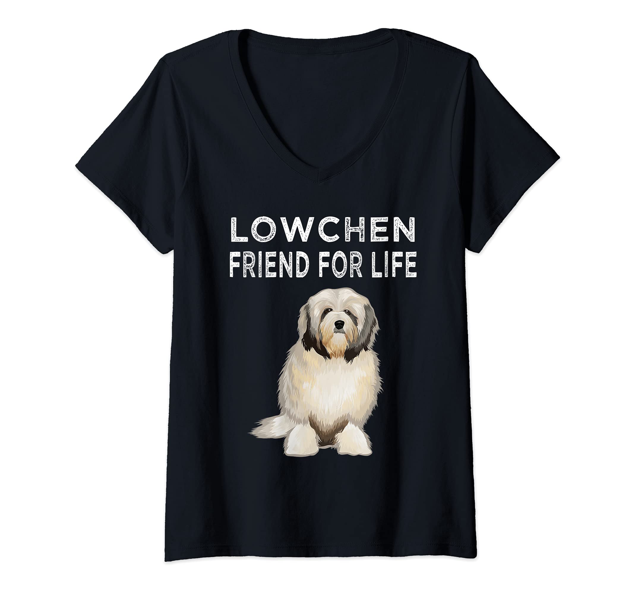 Womens Lowchen Friend For Life Dog Friendship V-Neck T-Shirt