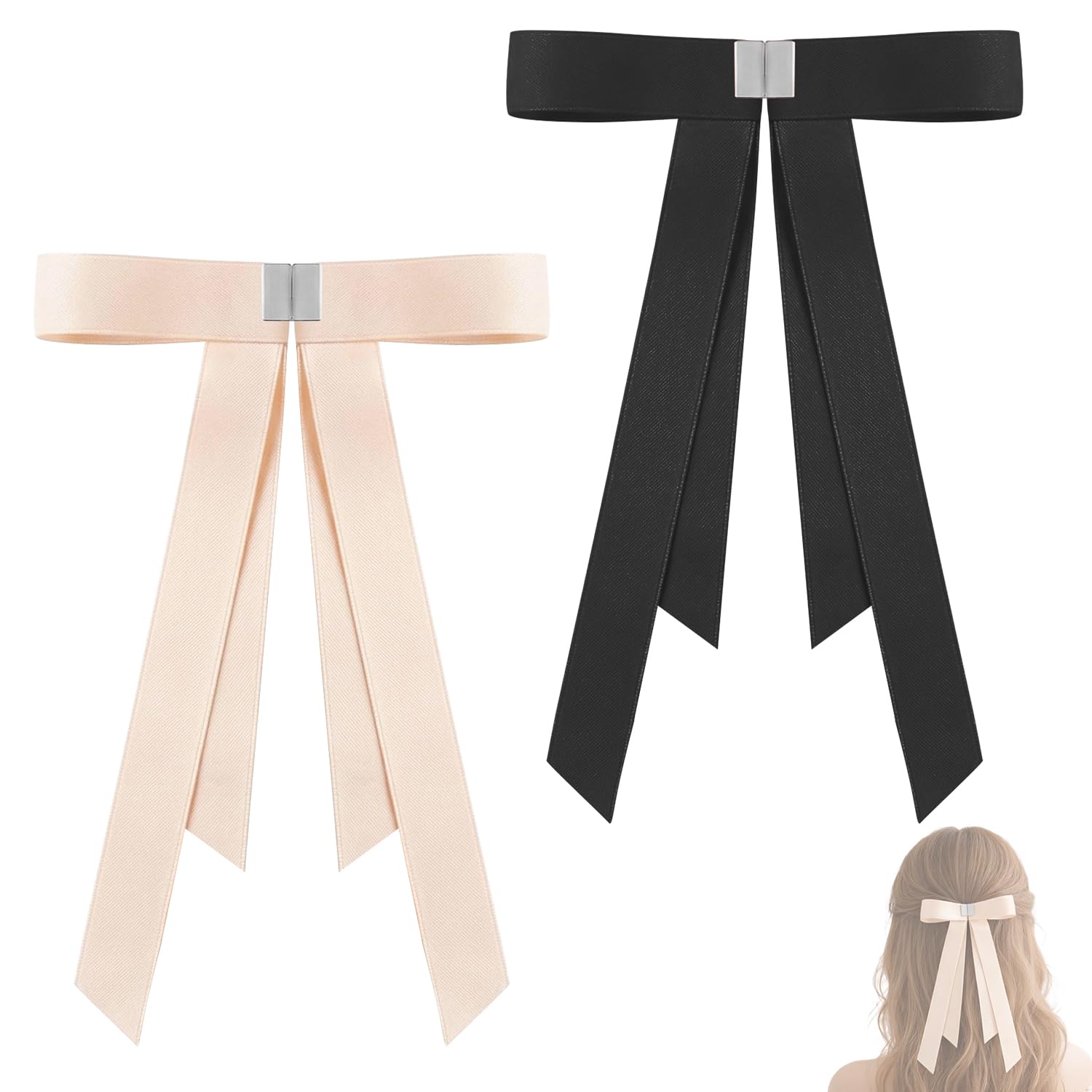 Photo 1 of 2-Pack Magnetic Bow Hair Clips for Women – Mini Butterfly & Hair Claw Style, Strong Hold No-Slip Hair Ribbon Ponytail Holder Accessories for Women Girls Teens Kids