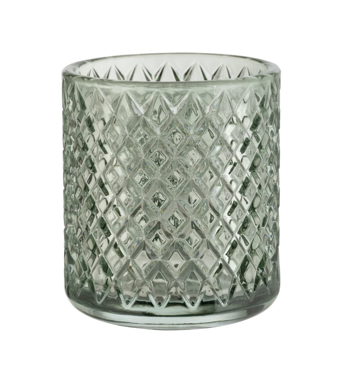 WENKO Atessa mint toothbrush mug, small glass toothbrush cup with textured surface in the shape of small diamonds, mouth rinsing mug for bathroom and guest WC, Ø 7.5 x 10 cm