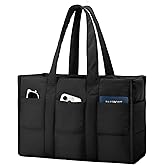 Becokan Tote Bag for Women Large Puffer Laptop Bag with 16 Pockets for Teacher Nurse Shoulder Handbag for Travel Work School