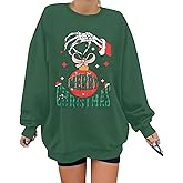 MNLYBABY Merry Christmas Santa Sweatshirt Oversized: Women Christmas Shirt Santa Claus Sweater Christmas Vibes Retro Tops