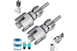 HZMRLSB Pipe Threading Tool for PVC, Integrated Internal & External Thread Cutter, 1/2", 3/4", 1" Dies, Electric Drill Compatible, Carbon Steel Plastic Pipe Threader Kit(ALL)