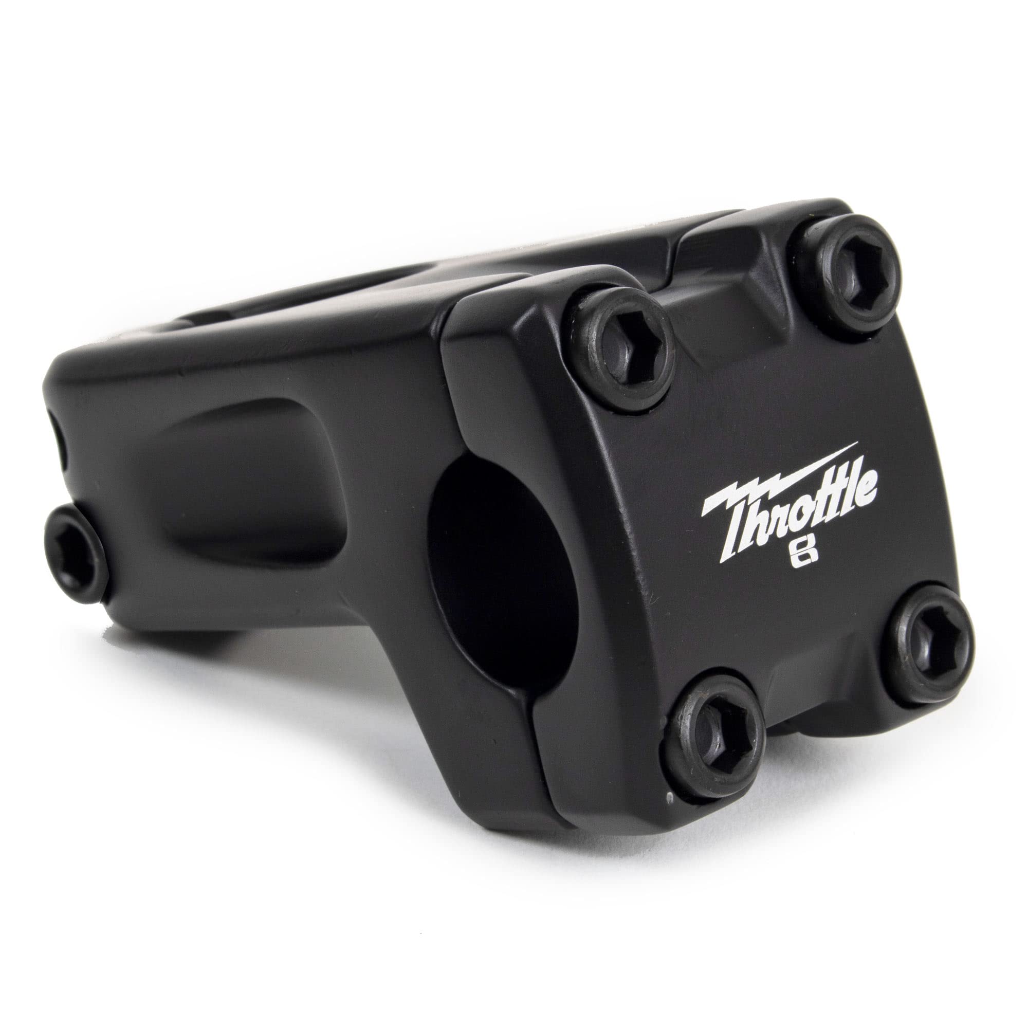 Eastern Bikes Throttle BMX Stem, 22.2mm Clamp Dia, 50mm Reach, Frontload or Topload, Lightweight 6061 Alloy, Chromoly Bolts (Frontload, Black)