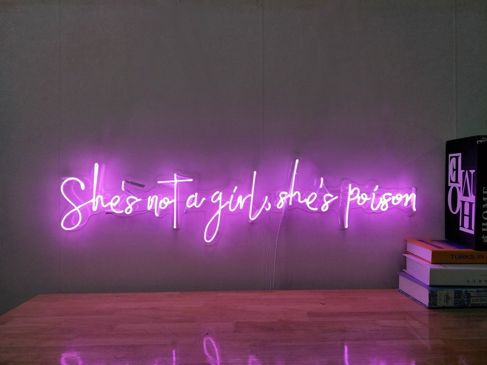 Amazon Com She S Not A Girl She S Poison Custom Dimmable Led Neon Signs For Wall Decor Customizable Options Color Size Wall Mounted Desktop Type Hanging In A Window Ceiling Electrical Battery Powered Handmade