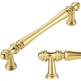 KOOFIZO 10 Pack 5 In Brushed Gold Cabinet Pulls, Gold Drawer Handles P30 | Solid Metal, Sturdy, Comfortable, French Style Hardware, Kitchen Cabinet Pull, for Dresser Cupboard Bedroom Bathroom Vanity