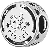 Zodiac Signs Birthday Symbols 925 Sterling Silver Charm Bead For Pandora & Similar Charm Bracelets or Necklaces