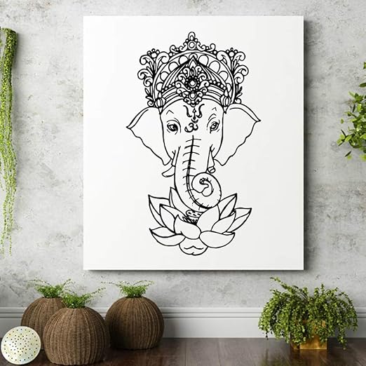 Xiaoshicun 3d Elefante Buda Mandala Flor De Loto Etiqueta De La