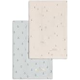Kendi by Colored Organics Baby 2 Pack Organic Cotton Burp Cloths Set - Marina + Anchor Muslin