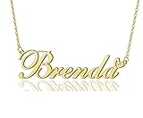 AOLO Brenda Heart Name Necklace 18k Gold Plated