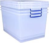 Really Useful Box Nestable Plastic Storage 83 Litre Clear Pack of 3 view 2