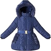 Tumaron Girls Winter Jacket Coat with Fur Hood Size 4-10 Warm Fleece Lined Puffer Outwear