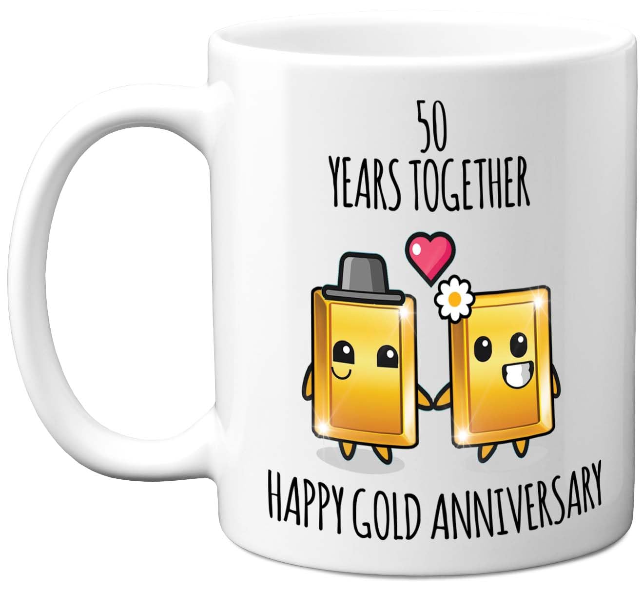 Stuff4 50th Anniversary Mug Gift for Men Women - 50 Years Together - Happy Gold Anniversary Wedding for Husband Wife Mum Dad Nan Grandad, 11oz Ceramic Coffee Mugs Gifts