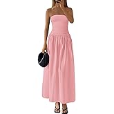 PRETTYGARDEN Women 2026 Summer Elegant Strapless Maxi Dress Tube Top Dress A Line Flowy Long Wedding Party Cocktail Dresses