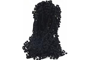 ZHIHENG 20 Yards Pom Poms Fringe Ball Trim Sewing Ribbon Embroidered Lace Tassel Applique for Clothing Accessories Bedding Quilting Crafts Supplies (Black)