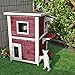 Petsfit Outdoor Cat House, 2 Story Outside Cat Shelter Condo Enclosure with Escape Door for Stray Feral Cats Weatherproof