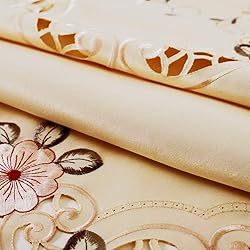 WELLYUK Embroidery Pink Flower Placemats Set of