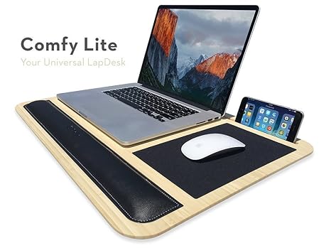 Komfortabler Lite Lapdesk – Ihr Universal Lap Schreibtisch – Funktionen Telefon und Tablet Dock, Wrist Pad, Mauspad und Lapto