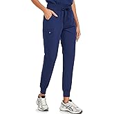 VECARDI Scrub Pants for Women Four Way Stretch Joggers High Rise Zipper Cargo Pants with 5 Pockets