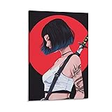 Cool Dragon Anime Japanese Samurai Girl Posters