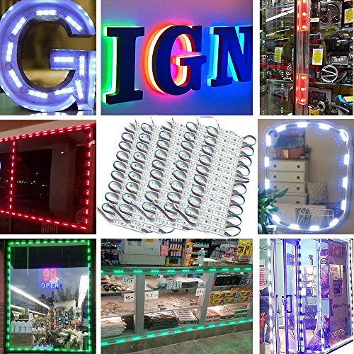 LED Module Lights, YZtree 5 Pack 3 Led 20PCS 5050 Super Bright LED Modules Plug and Play Waterproof Decorative Light with Tape Adhesive for Storefront Window Lighting and Advertising Signs