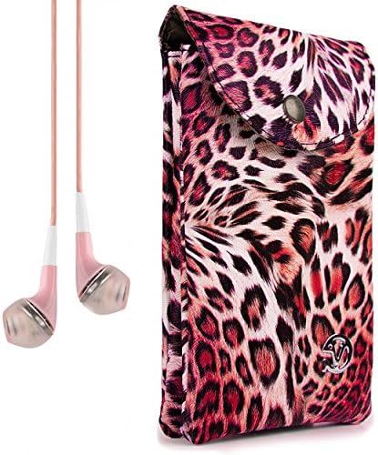 VanGoddy Women's Pink Leopard Carrying Bag Case for BlackBerry Passport, Classic, Z30, Z10, Leap, Porsche and VanGoddy Headphones