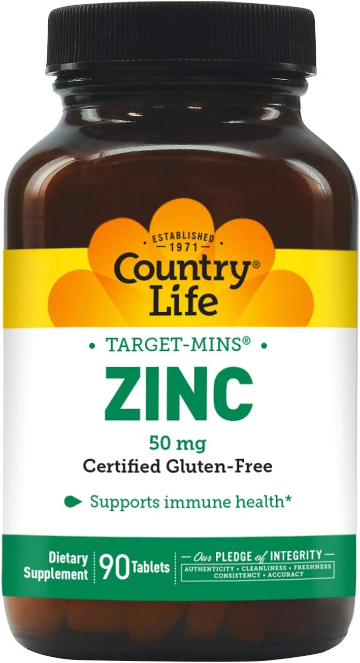 Country Life Target Mins Zinc 50Mg Tablets, 90 Count: Health & Personal Care