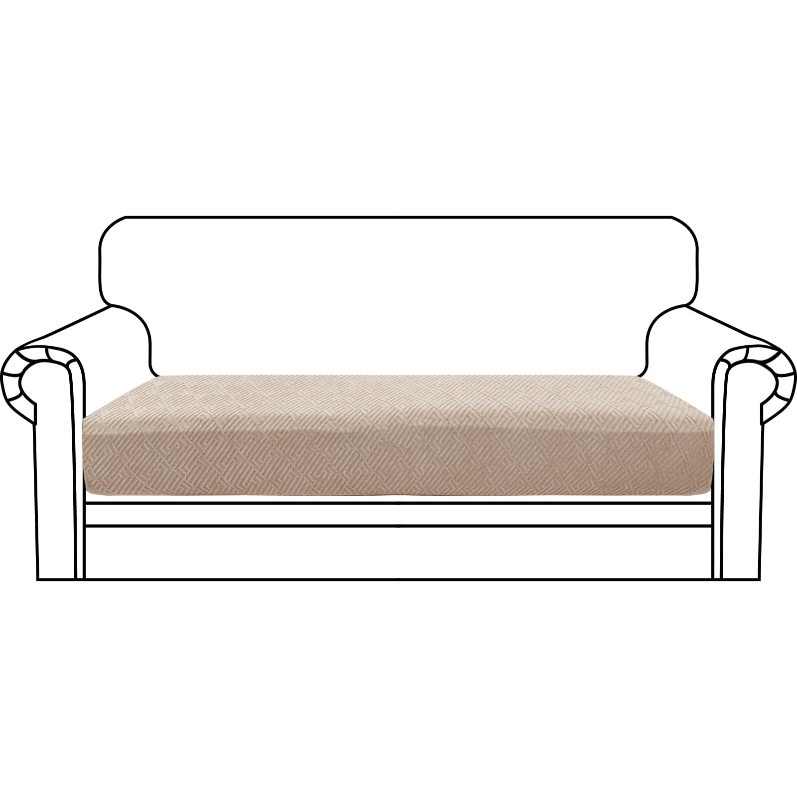 CHELZEN Super Stretch Sofa Seat Cushion Cover, Fitted Sofa Cushion Slipcovers, Soft Couch Cushion Covers, Furniture Protector with Elastic Bottom (2 Seater, khaki)