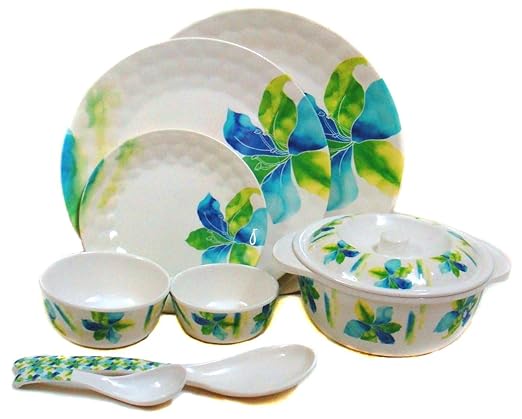 Smart Dinning Aqua Leaf 40pc Melamine Dinner set
